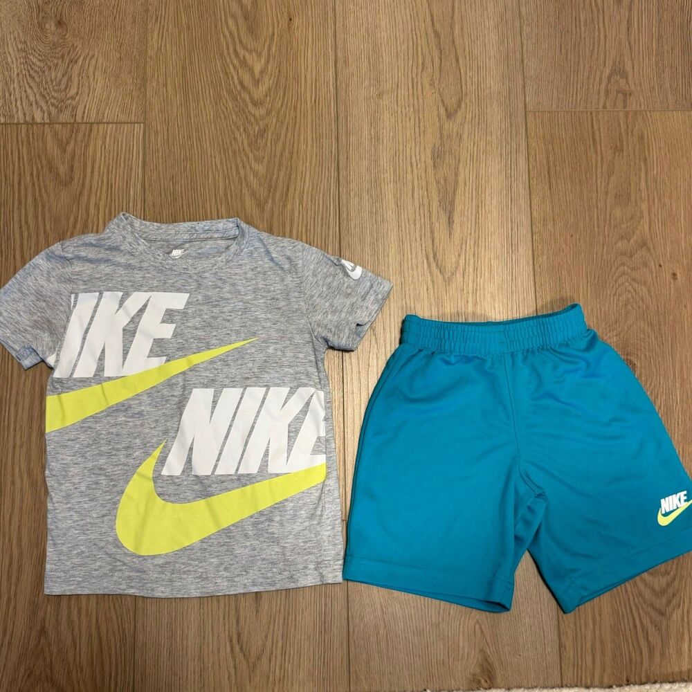 Nike Dri-fit Youth Small Gray & BlueAthletic Shorts & Tshirt Activewear Set
